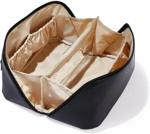 EACHY Travel Makeup Bag,Large Capacity Cosmetic Bags for Women,Waterproof Portable Pouch Open Flat Toiletry Bag Make up Organizer with Divider and Handle
