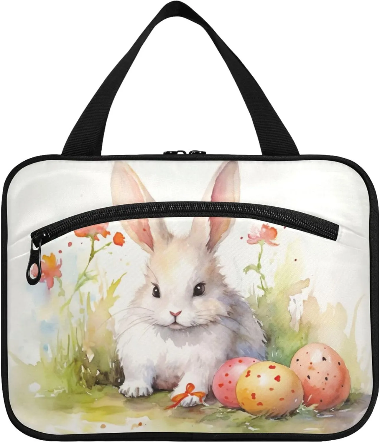 Easter Cute Rabbit and Eggs Travel Toiletry Bag for Women & men Hanging Portable Toiletry Bag Large Capacity Travel Bag for Hold Cosmetics Skin Care Products Toiletries Large