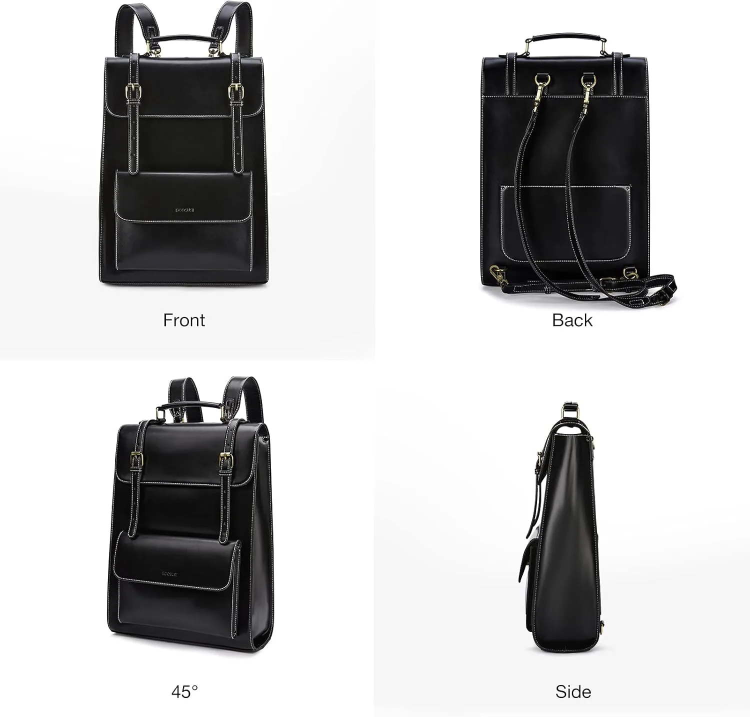 ECOSUSI Laptop Backpack for Women PU Leather Backpack Vintage for Laptop 15.6 inches Computer Bag College Bookbag