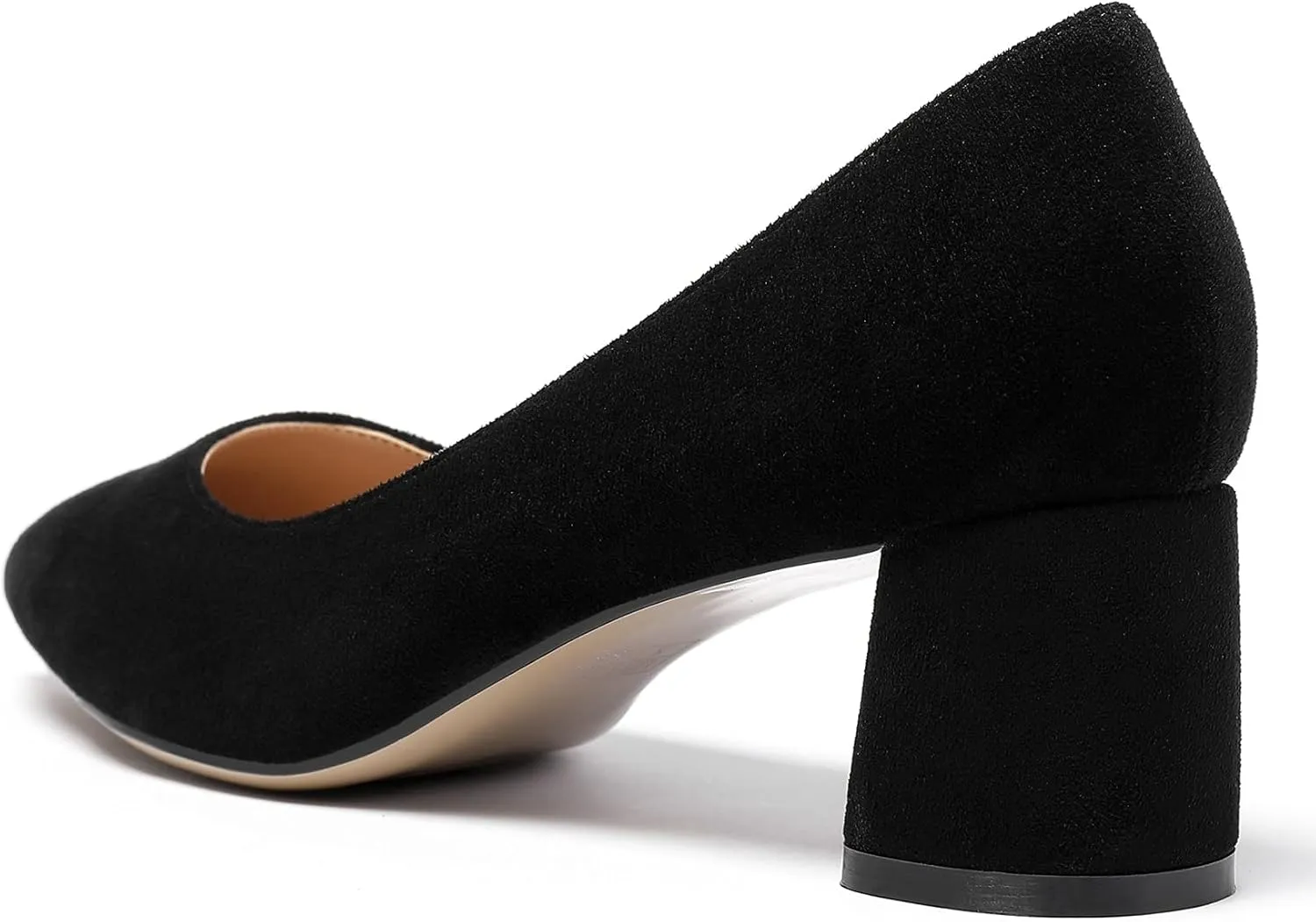 Eldof Women's Chunky Block Low Heels Closed Pointy Toe Classic Pumps Comfort Slip-on Party Evening Dress Heeled Shoes 5 CM