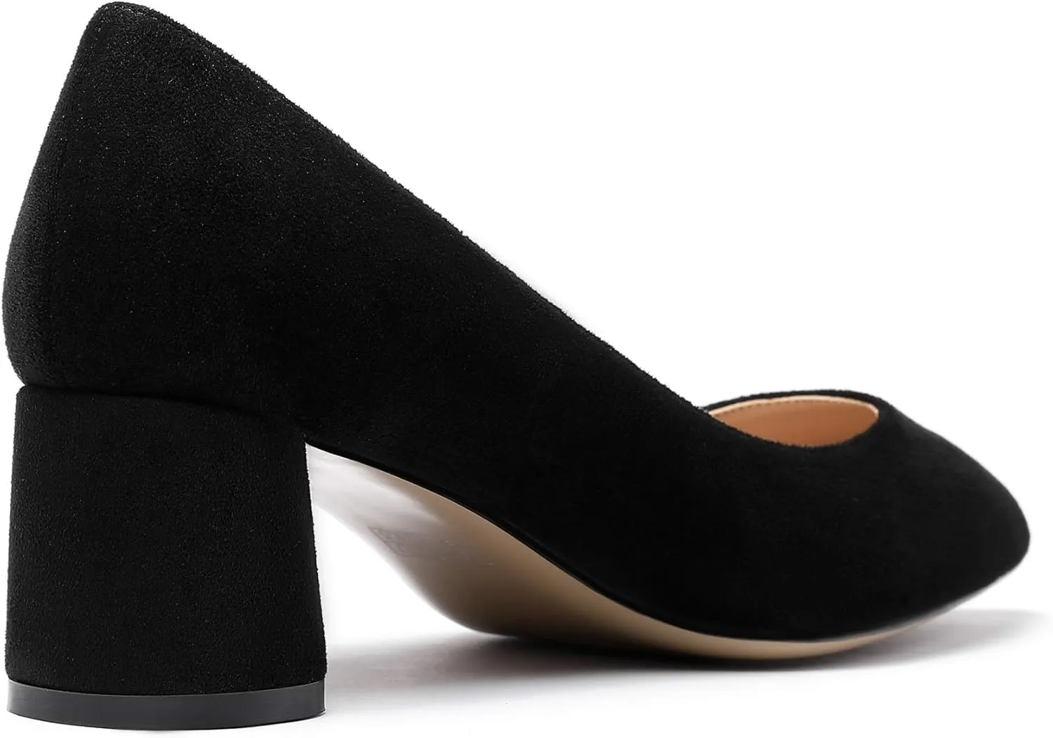 Eldof Women's Chunky Block Low Heels Closed Pointy Toe Classic Pumps Comfort Slip-on Party Evening Dress Heeled Shoes 5 CM