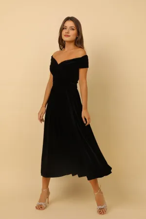 Elegant Black Prom Dresses Velvet Dress Midi Dress Evening Dress