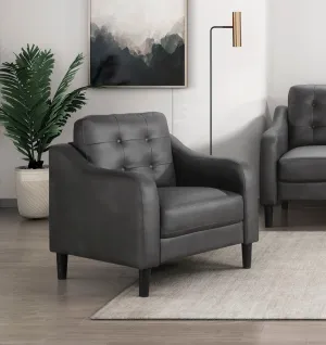 Elegant Gray Upholstered Chair for Comfort and Style, Button Tufted Design, Living Room Relaxation