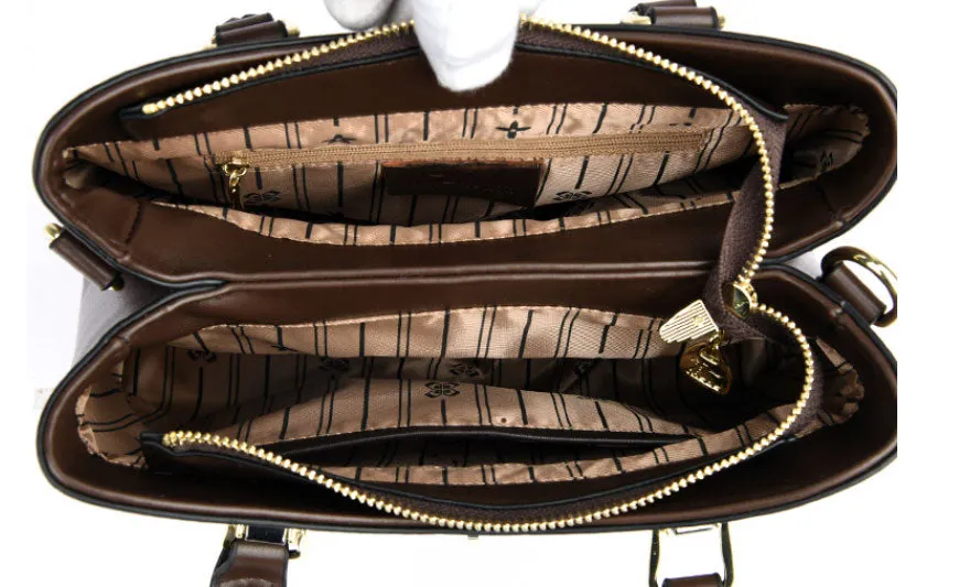 Elegant Leather Key Lock Closure Crossbody Bag