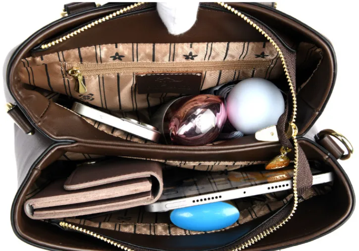 Elegant Leather Key Lock Closure Crossbody Bag