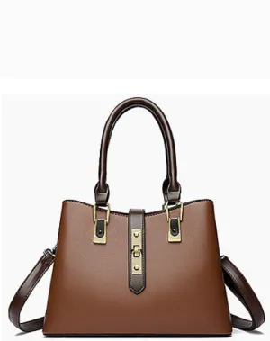Elegant Leather Key Lock Closure Crossbody Bag