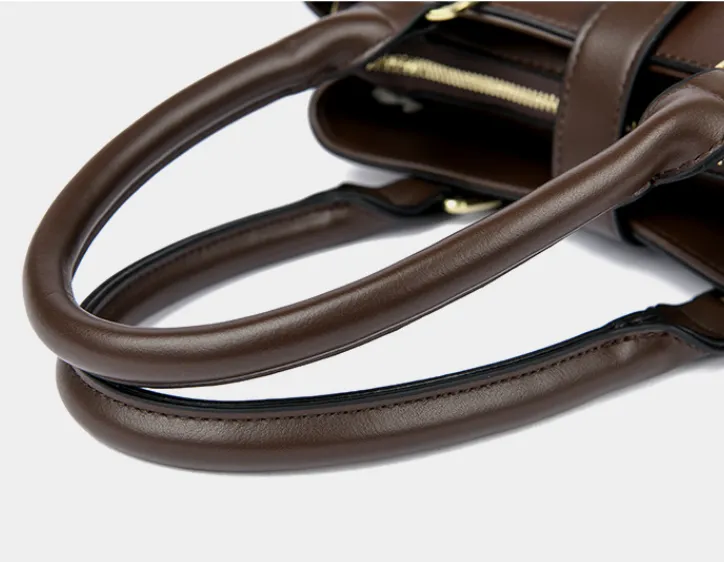 Elegant Leather Key Lock Closure Crossbody Bag