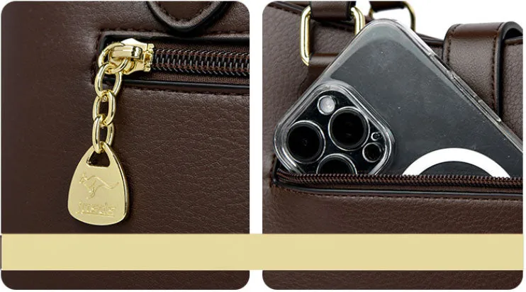 Elegant Leather Key Lock Closure Crossbody Bag