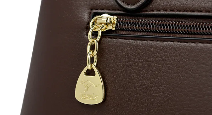 Elegant Leather Key Lock Closure Crossbody Bag