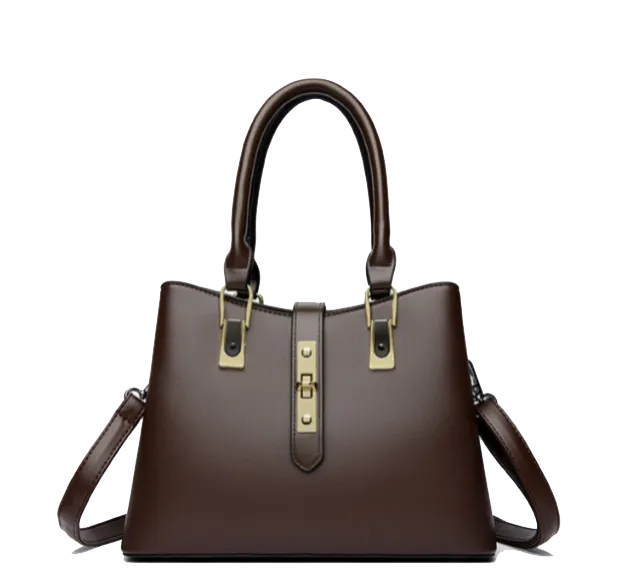 Elegant Leather Key Lock Closure Crossbody Bag