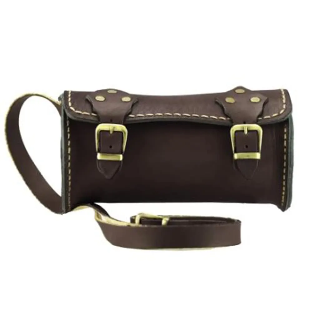 Elegant minimalist leather crossbody bag with cylinder design Handmade original leather crossbody bag (Bitter)