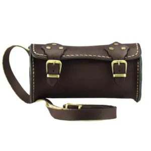 Elegant minimalist leather crossbody bag with cylinder design Handmade original leather crossbody bag (Bitter)
