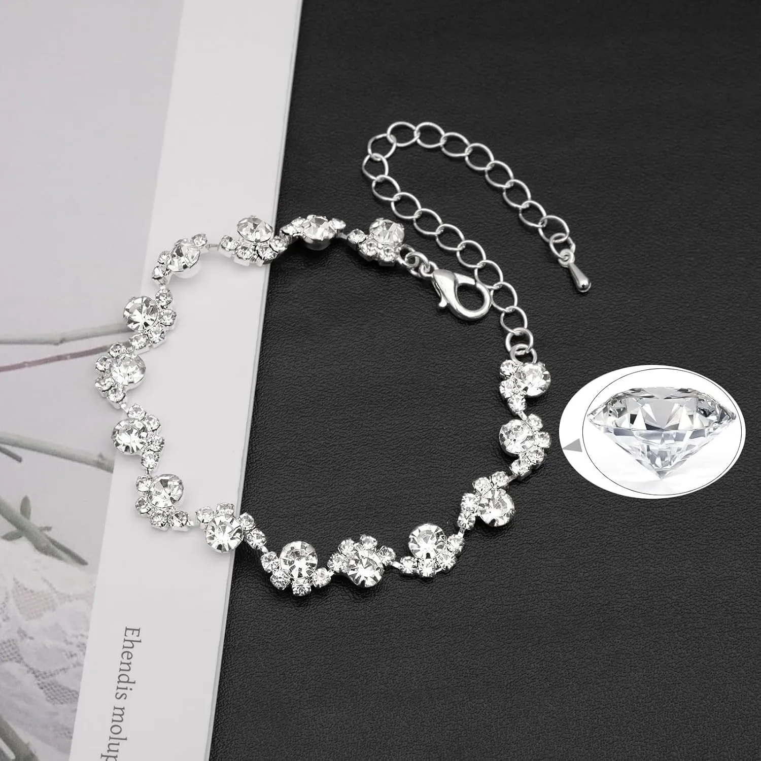 Elegant Necklace Earrings Bracelet Crystal Bridal Wedding Jewelry Sets for Brides Bridesmaid Prom Formal Costume Accessories for Women