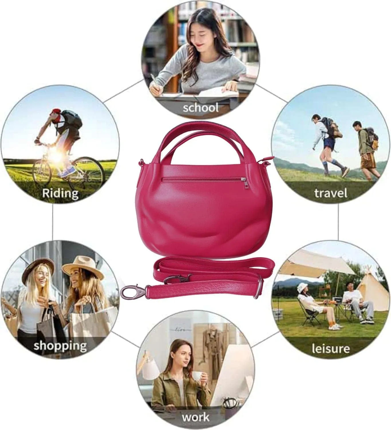 Elegant vegan women's handbag made of faux leather with shoulder function 30610