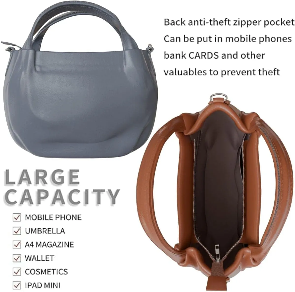 Elegant vegan women's handbag made of faux leather with shoulder function 30610