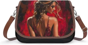 Elegant Woman Red Dress Crossbody Bags for Women Shoulder Bag Flap Handbags Leather Cross Body Purse