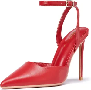 Elisabet Tang High Heels, Women's Strappy Closed Toe Stiletto Pumps Ankle Strap Pointed Toe D'Orsay Heel Dress Wedding Party Pumps Shoes