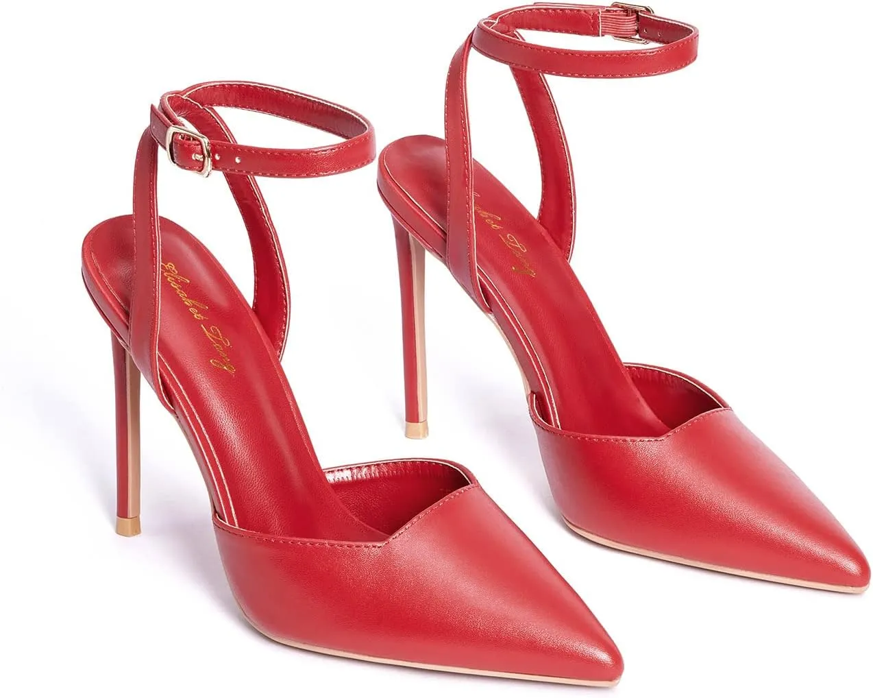 Elisabet Tang High Heels, Women's Strappy Closed Toe Stiletto Pumps Ankle Strap Pointed Toe D'Orsay Heel Dress Wedding Party Pumps Shoes