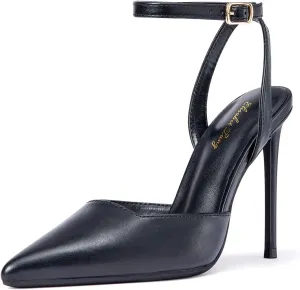 Elisabet Tang High Heels, Women's Strappy Closed Toe Stiletto Pumps Ankle Strap Pointed Toe D'Orsay Heel Dress Wedding Party Pumps Shoes