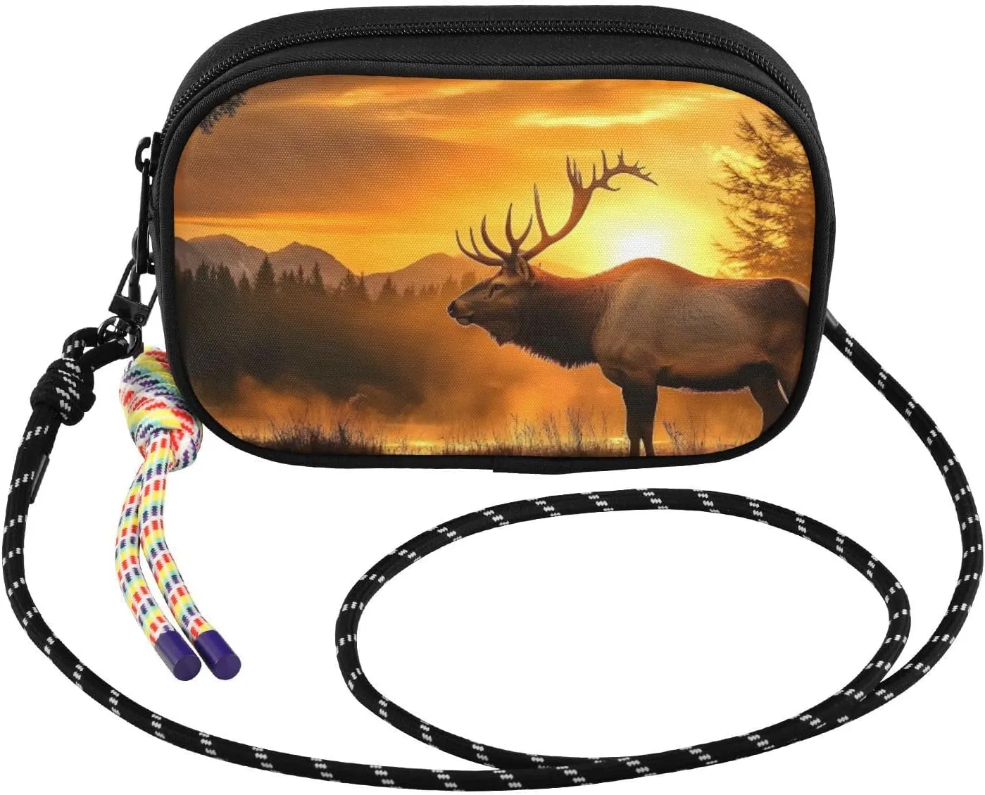 Elk Sunset Lake Small Crossbody Bags for Women Cell Phone Purses Women's Shoulder Handbag Wallet Purse