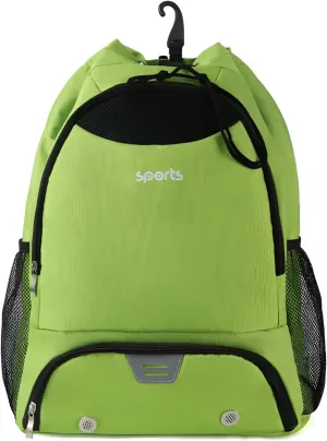 Ellniges]【Basketball Gym Backpack Water- Oxford Duffle Bag with Shoe Compartment & Hook Design - Sports Travel Backpack for Outdoor Training, Cycling, Storage (Multi-Pocket Dry/Wet Separation)