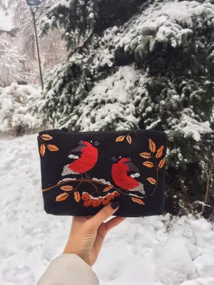 Embroidered Small Makeup Bag – Ukrainian Pattern Cosmetic Pouch, Gift for Women
