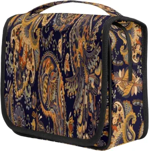 Embroidery Palace Motifs Travel Toiletry Bag for Women Portable Waterproof Travel Makeup Bag with Hanging Hook Makeup Cosmetic Organizer for Travel Business Trip Camping Bathroom