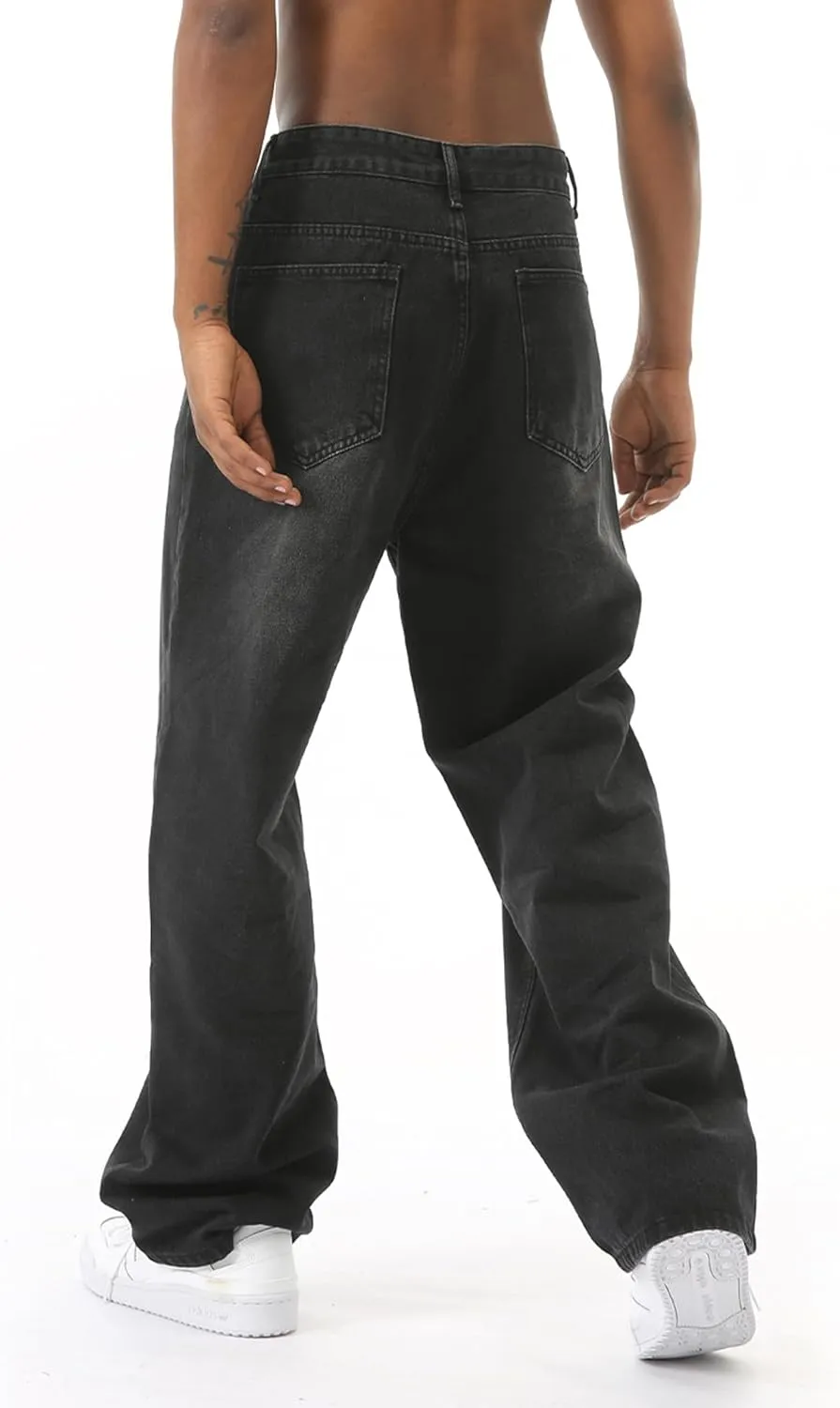 EMMIOL Mens Baggy Hip Hop Jeans Y2k Casual Wide Leg Pants Loose Fit Denim Skater Vintage Streetwear 90s