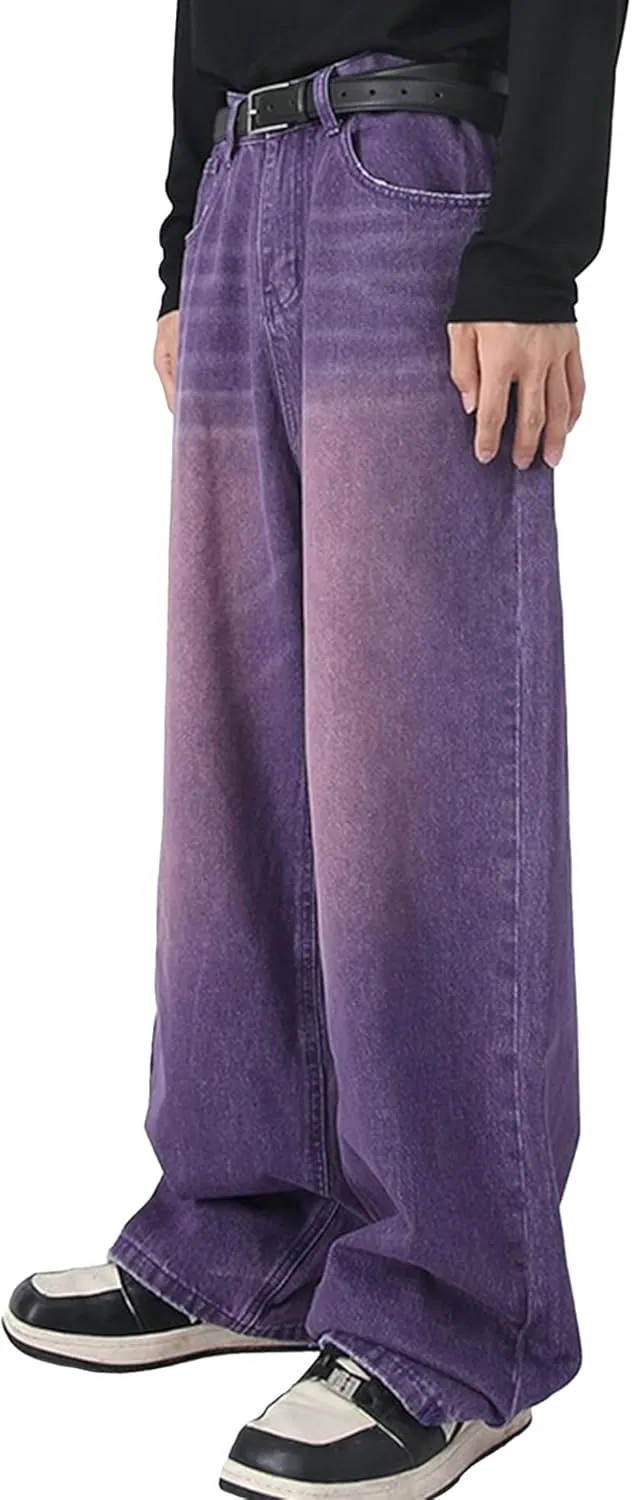 EMMIOL Men's Jeans Baggy Pants Y2K Hip Hop Jeans Casual Solid Jeans Loose Fit 90s Vintage Cargo Denim Pants