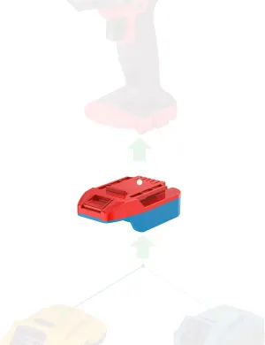 Enhanced 2-in-1 Adapter for Bauer 20V Tools, Red-Blue, Compatible with DeWalt & Hercules 20V Batteries for Supply Power Only, No Charging Function, 1 Adapter Only