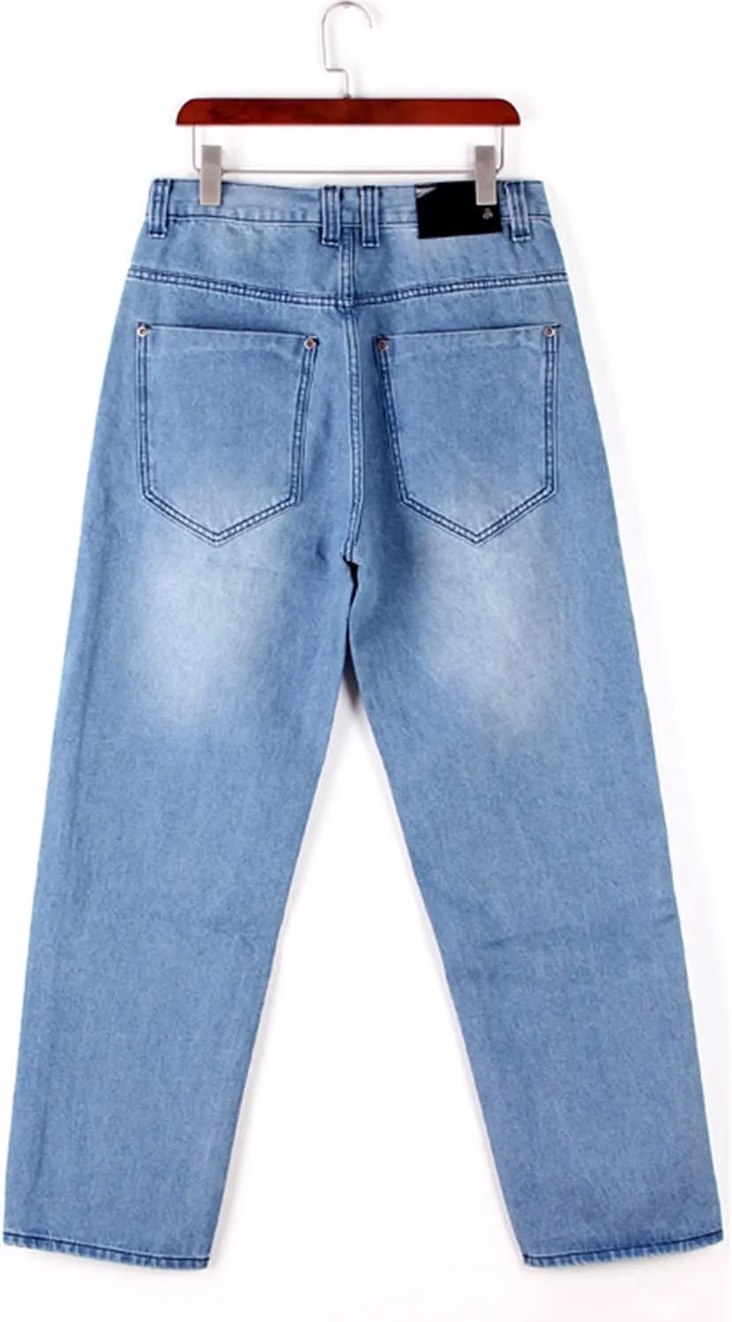 EnllerviiD Men's Baggy Hip Hop Denim Jeans Loose Fit Vintage Skateboard Skater Dance Pants