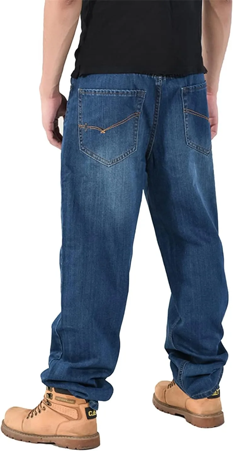 EnllerviiD Men's Baggy Hip Hop Denim Jeans Loose Fit Vintage Skateboard Skater Dance Pants