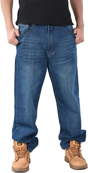 EnllerviiD Men's Baggy Hip Hop Denim Jeans Loose Fit Vintage Skateboard Skater Dance Pants