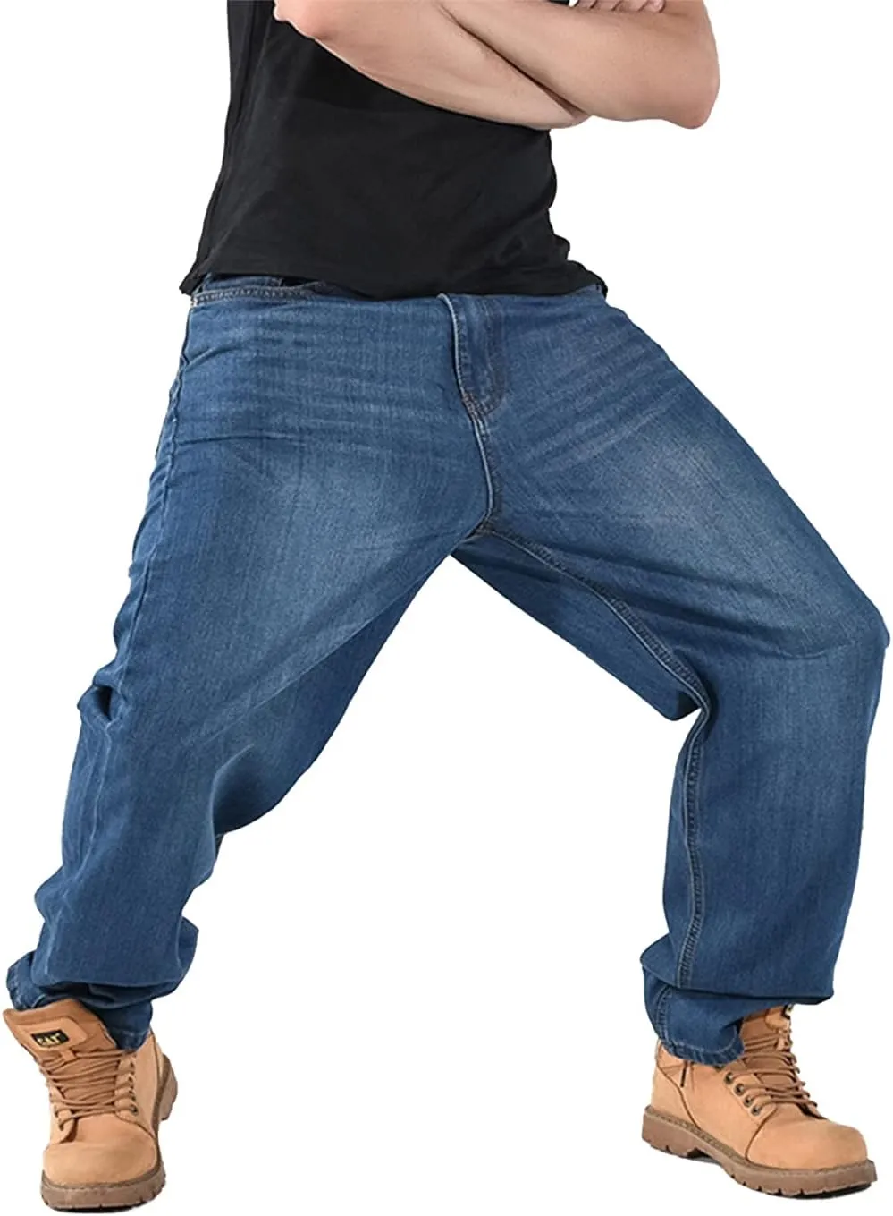 EnllerviiD Men's Baggy Hip Hop Denim Jeans Loose Fit Vintage Skateboard Skater Dance Pants