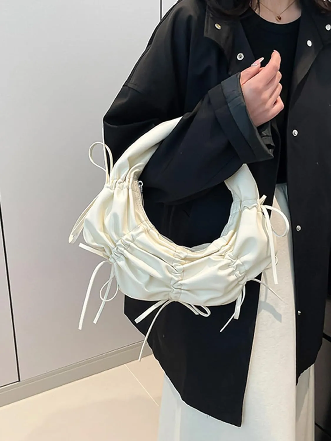 ENOPINK Shoulder Bag for Women Bowknot Cute Hobo Tote Handbag Mini Clutch Purse with Zipper Closure