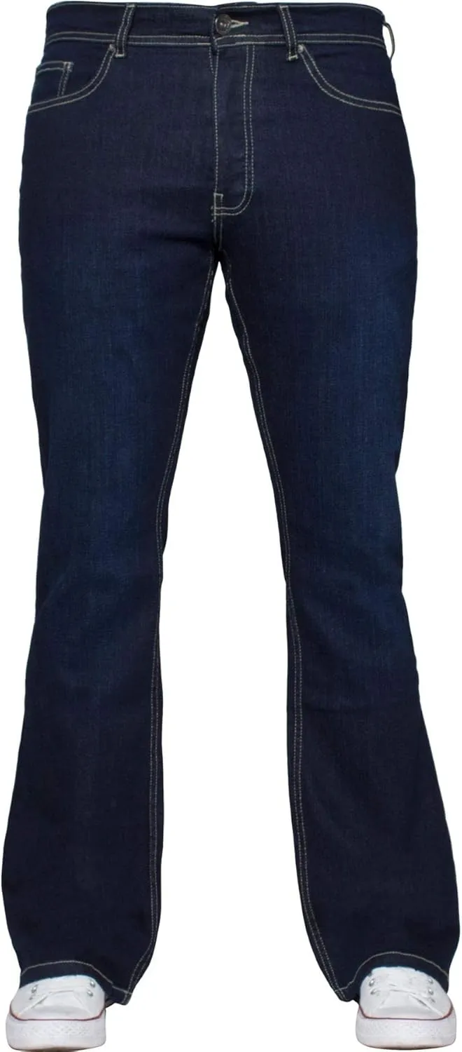 Enzo Mens Bootcut Wide Leg Jeans Stretch Bell Flared Denim Pants All Waist Sizes