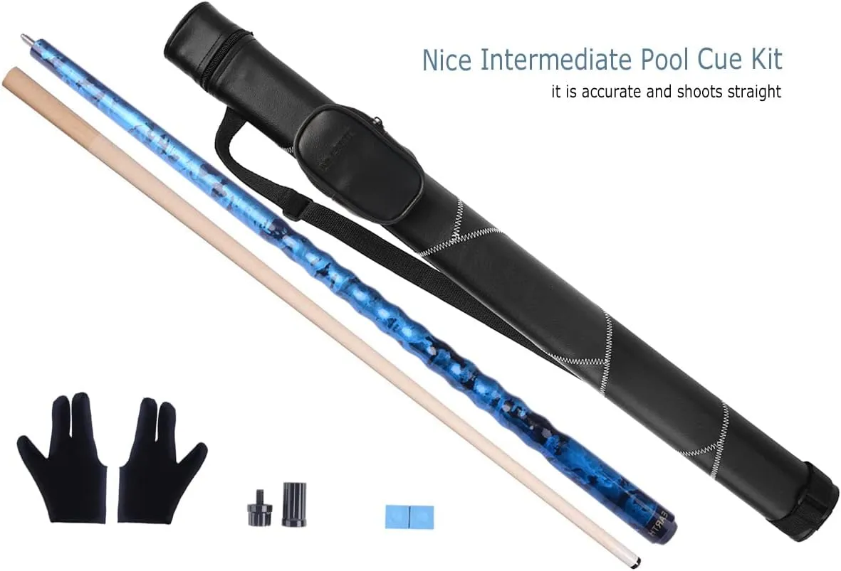 Ergonomic Design 13mm Tip 58" Maple Pool Cue Stick Kit with Hard Case