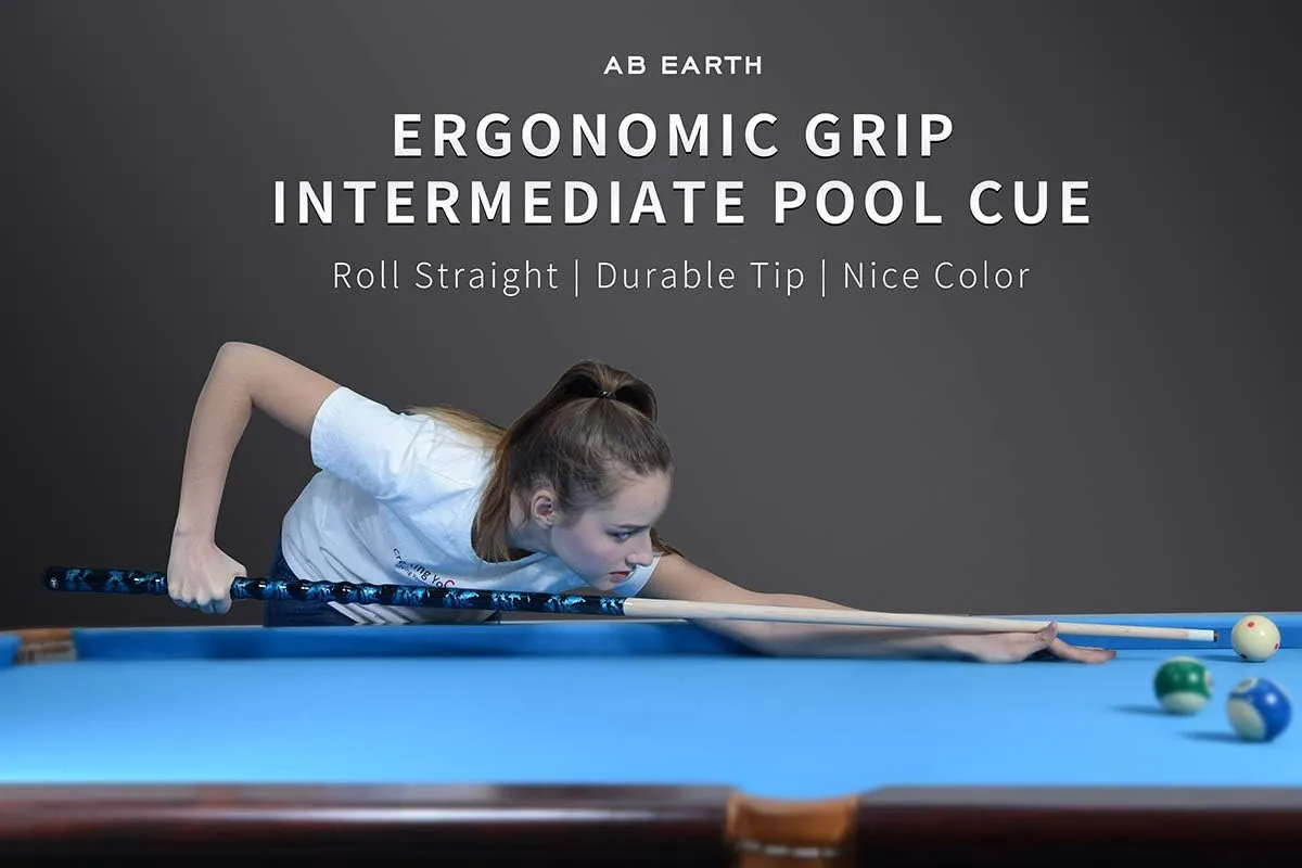 Ergonomic Design 13mm Tip 58" Maple Pool Cue Stick Kit with Hard Case