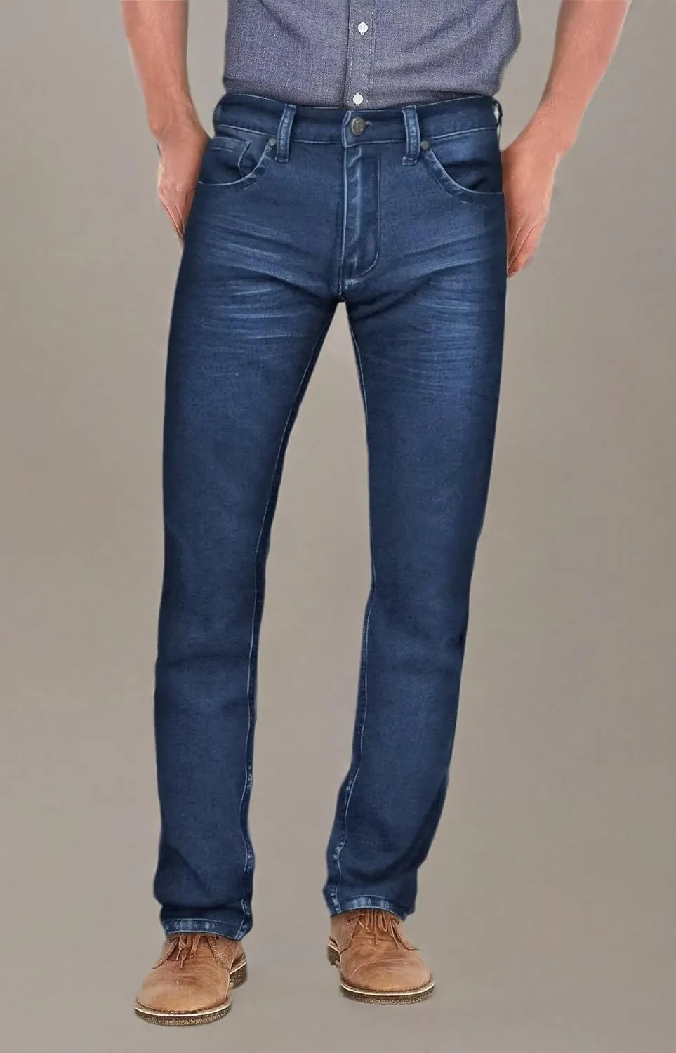 ETHANOL Mens Super Comfy Straight Stretch Knit Jersey Denim Five Pocket Jean