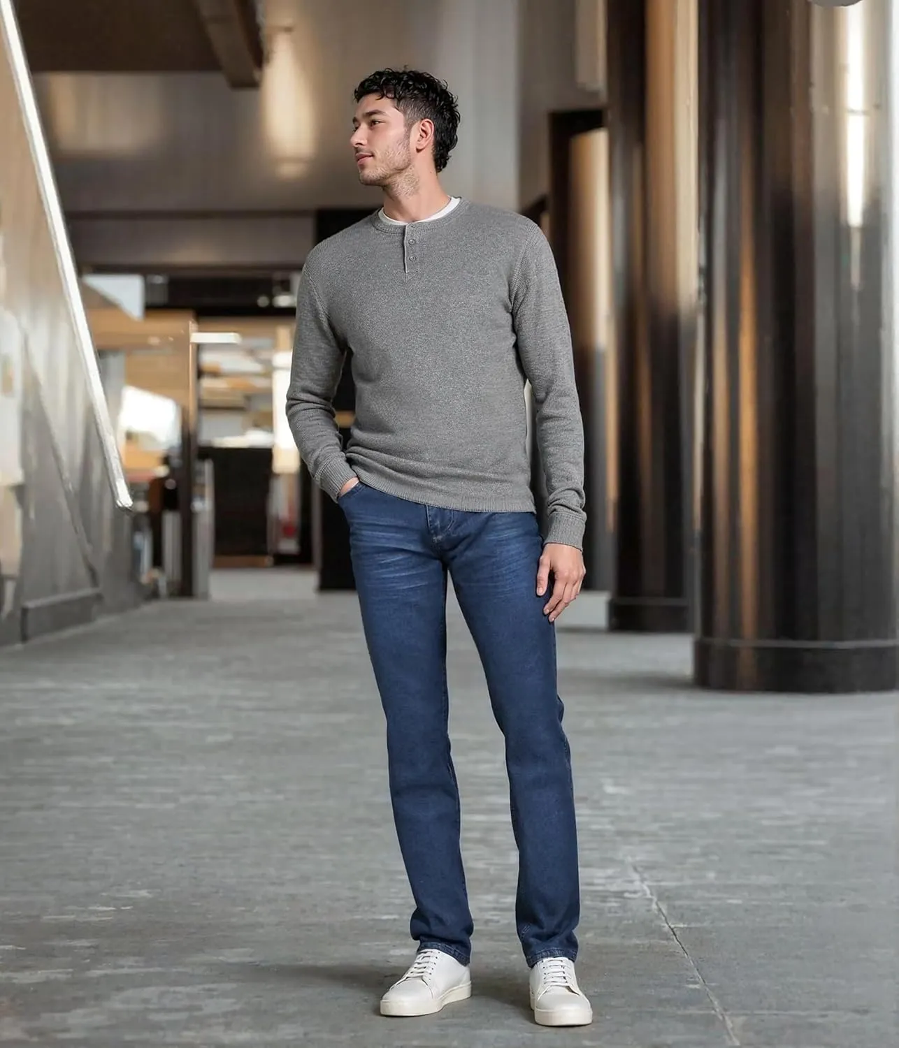 ETHANOL Mens Super Comfy Straight Stretch Knit Jersey Denim Five Pocket Jean