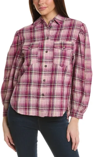 Etoile Checked Linen-Blend Blouse