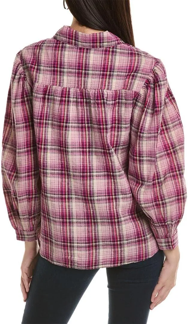 Etoile Checked Linen-Blend Blouse