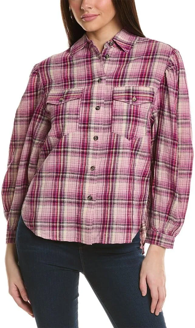 Etoile Checked Linen-Blend Blouse