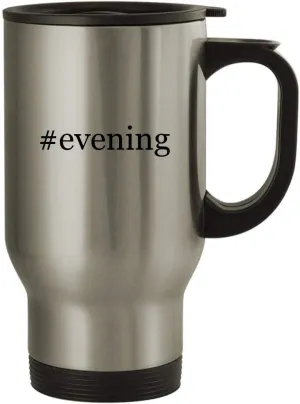 #evening - 14oz Stainless Steel Travel Mug, Silver
