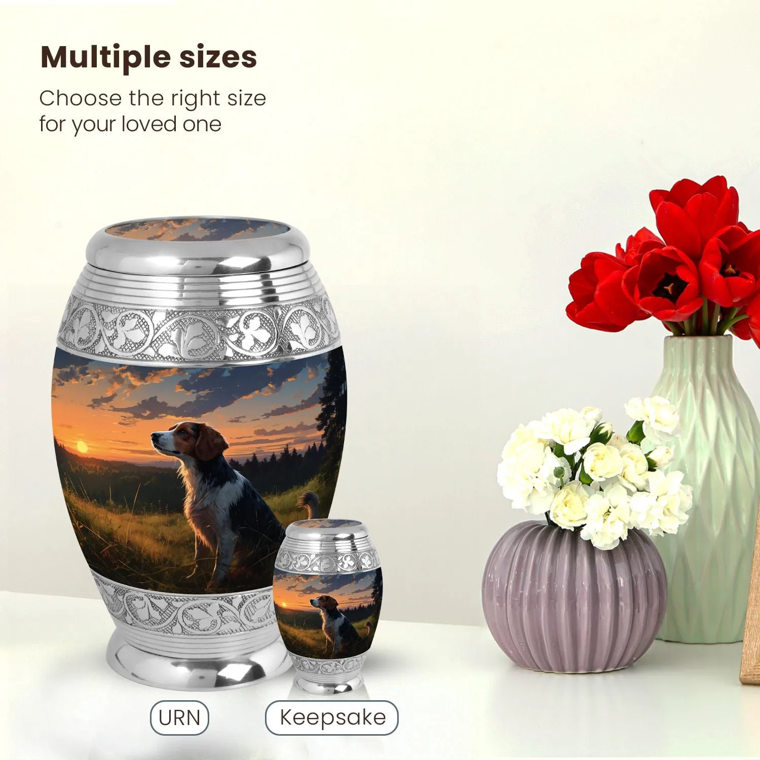 Evening Reflection Dog Urn - Elegant Memorial for Pet Ashes