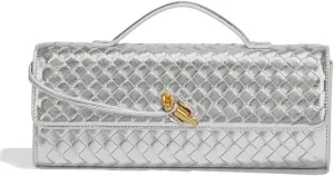 Evening Woven Handbag for Women Casual Fashion Crossbody Bags Vegan Leather Shoulder Handbag for Cocktail Party, Work