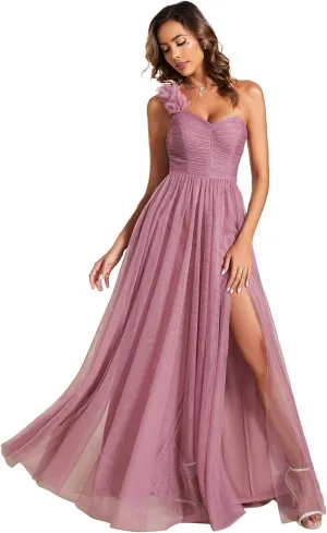 Ever-Pretty Women's One Shoulder Sleeveless Pleated A-Line Floor Length Bridesmaid Dresses 01911