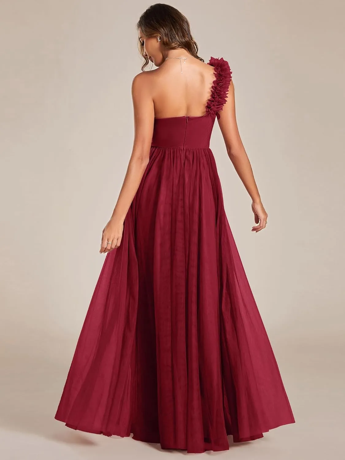 Ever-Pretty Women's One Shoulder Sleeveless Pleated A-Line Floor Length Bridesmaid Dresses 01911
