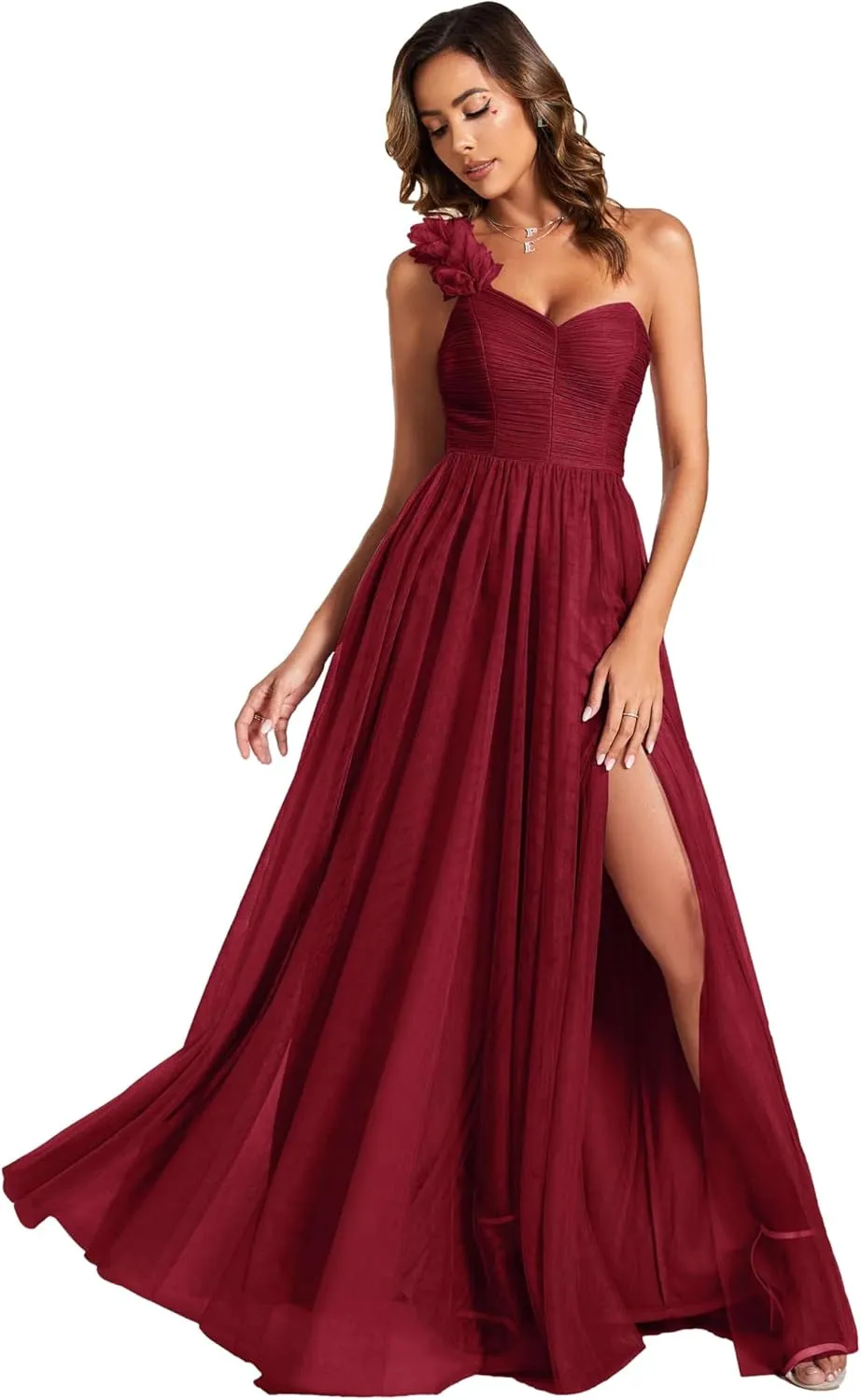 Ever-Pretty Women's One Shoulder Sleeveless Pleated A-Line Floor Length Bridesmaid Dresses 01911