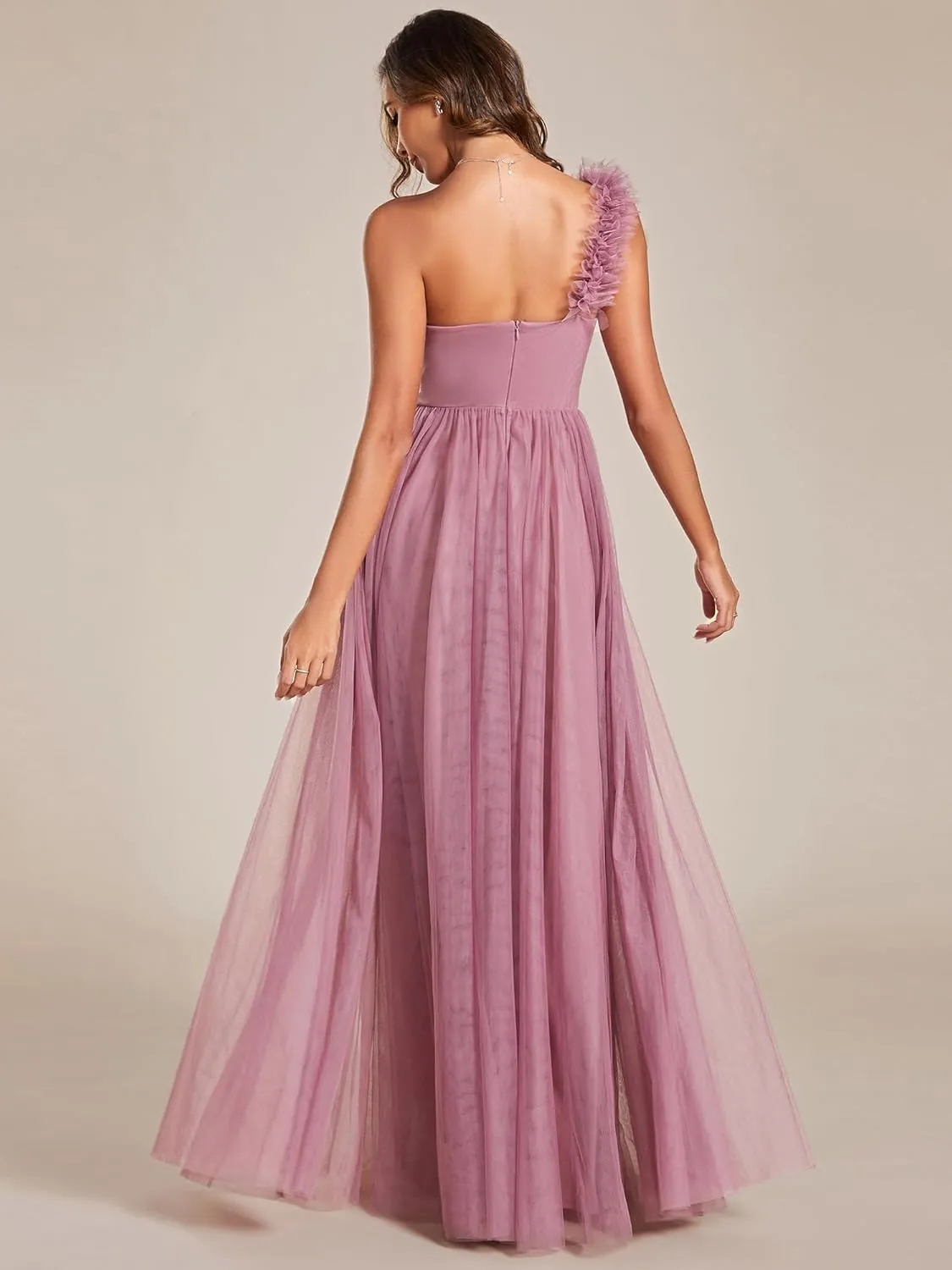 Ever-Pretty Women's One Shoulder Sleeveless Pleated A-Line Floor Length Bridesmaid Dresses 01911